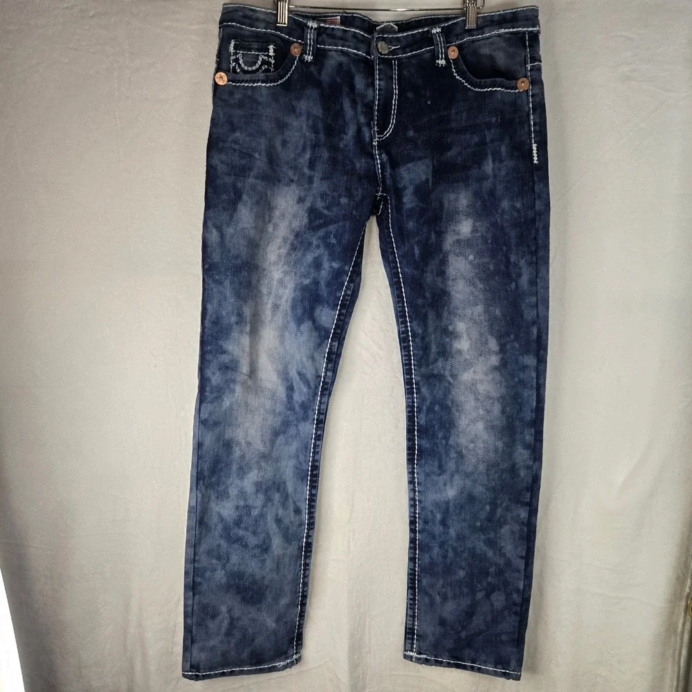 Vintage True Religion Joey Super T Jeans size 38 NWT Blue Thick White Stitch USA